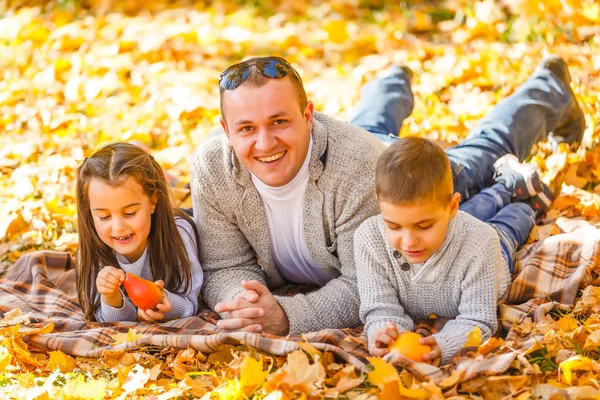 Autumn Park Taki Mutlu Aile Piknik — Stok fotoğraf