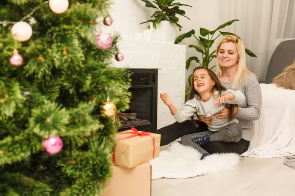 Mam Dochter Zijn Gelukkig Samen Met Kerstmis Kerstmis Kerstmis Winter — Stockfoto