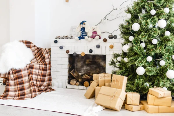 Interior Hermosa Habitación Con Decoraciones Navidad — Foto de Stock