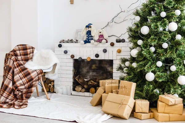 Interior Beautiful Room Christmas Decorations — Stock Photo, Image
