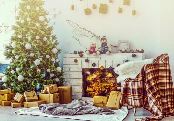 Noel Süslemeleri Ile Güzel Odası — Stok fotoğraf