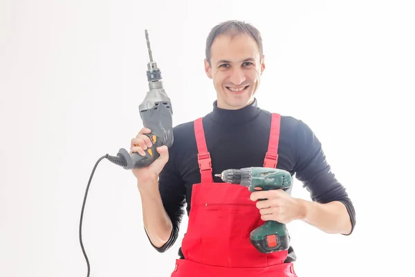 Handwerker Mit Bauwerkzeug Haussanierung — Stockfoto