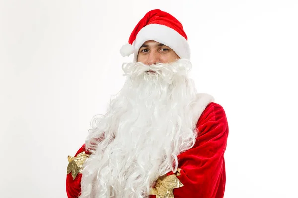 Hombre Traje Santa Claus Aislado Sobre Fondo Blanco —  Fotos de Stock