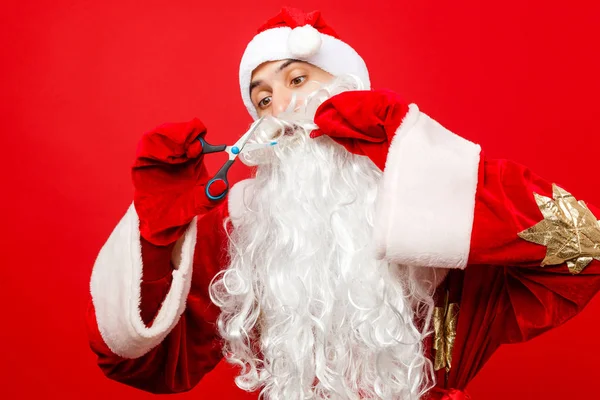 Weihnachtsmann Mit Weihnachtsgeschenken Und Geschenk — Stockfoto