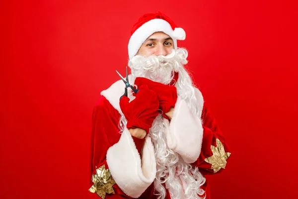 Santa Claus Con Una Caja Regalo — Foto de Stock