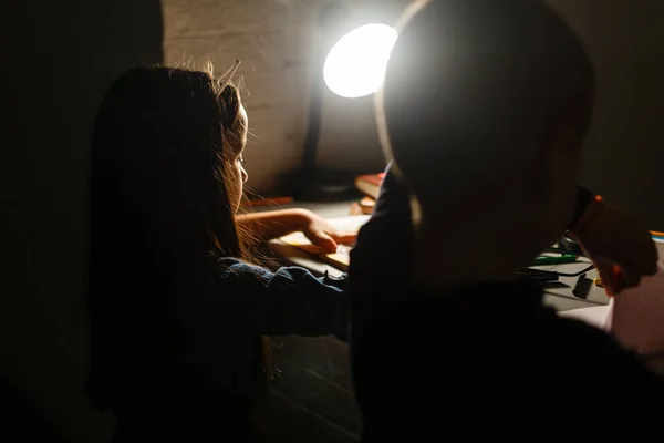 Niños Lindos Haciendo Tarea —  Fotos de Stock