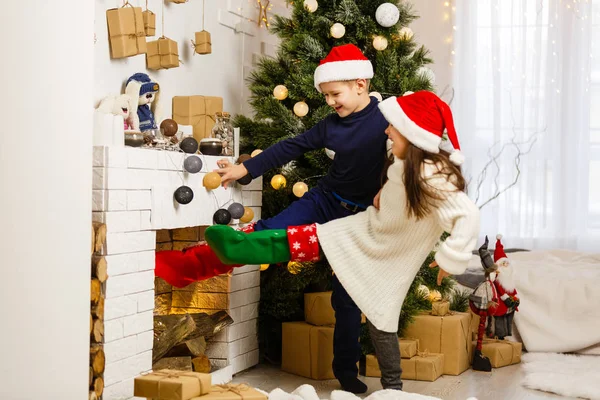 Kinder Beim Weihnachts Fotoshooting — Stockfoto