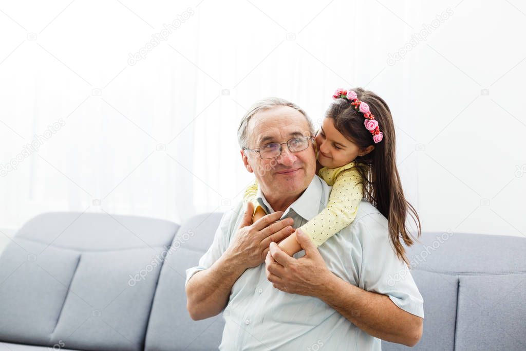 Grandfather and granddaughter spending time together 