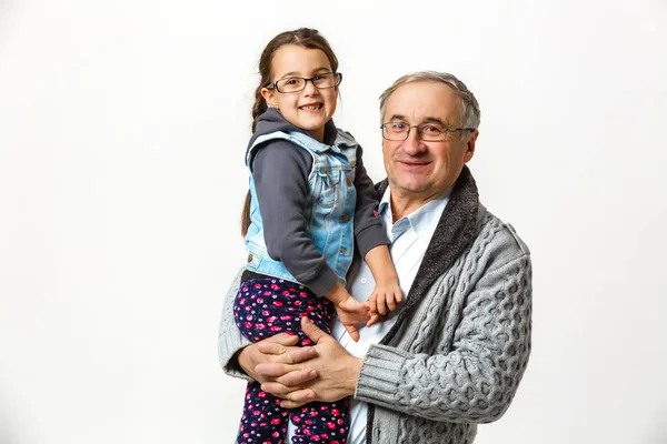 Nonno Nipote Con Gli Occhiali Casa — Foto Stock