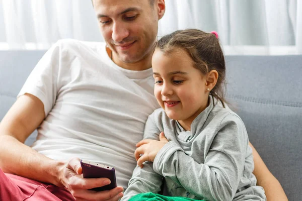 Young Father His Cute Little Daughter — Stock Photo, Image