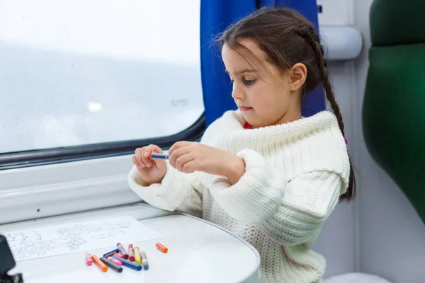 Menina Desenho Trem — Fotografia de Stock