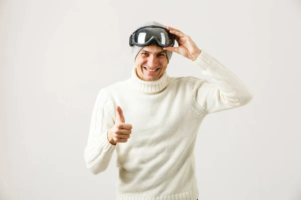 Retrato Joven Feliz Con Gafas Esquí — Foto de Stock