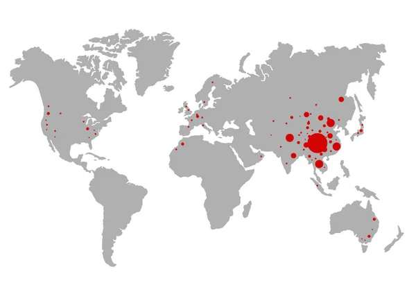 Coronavirus Wuhan Kina Den Röda Kartan Över Porslin Världskartan Med — Stockfoto