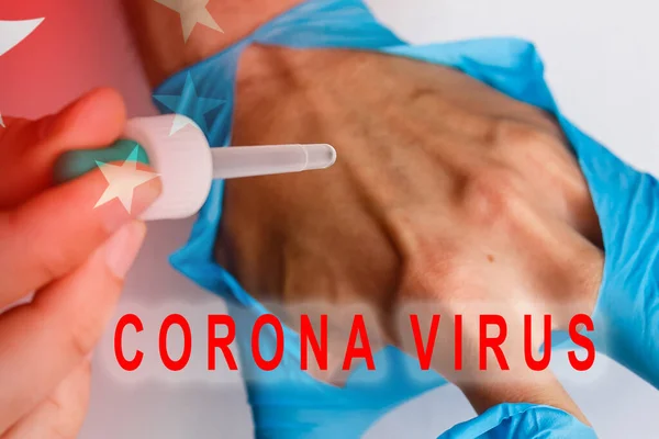 Mão Doutor Luva Médica 2019 Ncov Analisando Laboratório Romance Coronavirus — Fotografia de Stock