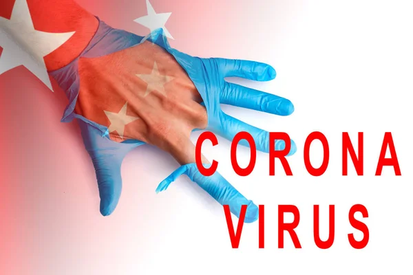 Orvos Kéz Orvosi Kesztyűben 2019 Ncov Analizálás Laboratóriumban Novel Coronavirus — Stock Fotó