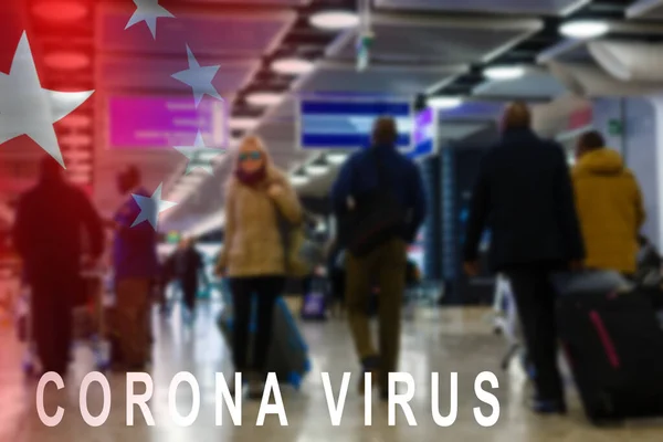 Coronavirus Repülőtéren Vírus Terjedésének Koncepciója — Stock Fotó