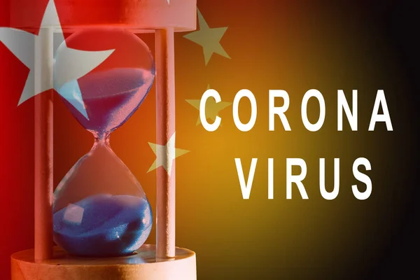 Arrêter Coronavirus Cov Srmo Syndrome Respiratoire Moyen Orient Sablier — Photo