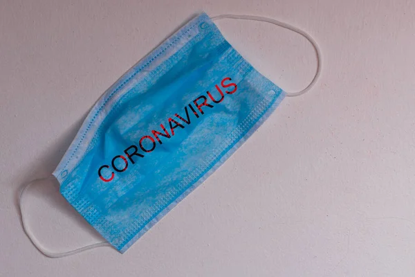 Frase Texto Coronavirus Fundo Cinza Com Máscaras Protetoras Novo Coronavírus — Fotografia de Stock
