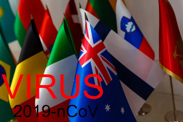 Country Flags Text Coronavirus 2019 2020 Novel Coronavirus 2019 Ncov — Stock Photo, Image