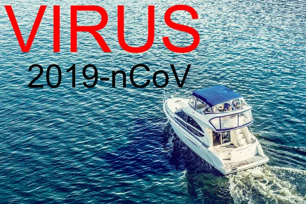 Konzept Der Coronavirus Quarantäne Neues Virus Covid Boot Schiff Hintergrund — Stockfoto
