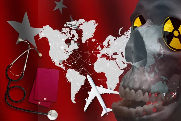 Virus Chino Avión Pasaporte Mapa Del Mundo —  Fotos de Stock