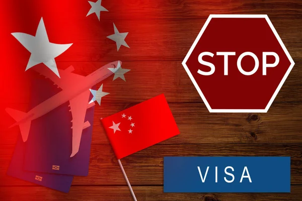 Chinesisches Virus Flugzeug Reisepass Chinesische Flagge — Stockfoto