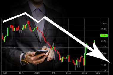 Finansal konsept. Finansal kriz grafikleri 2020, kopyalama alanı