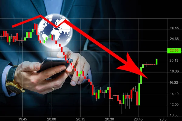 Financieel Concept Grafieken Van Financiële Crisis 2020 Kopieerruimte — Stockfoto