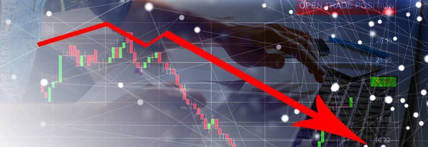 Crisis Económica 2020 Flechas Rojas Caen Suelo Que Indica Recesión — Foto de Stock