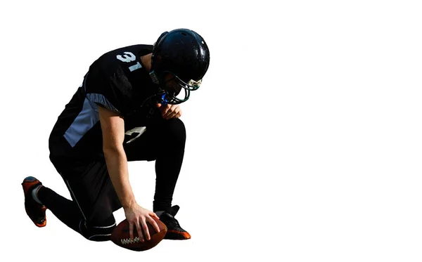 Jogador Futebol Americano Caucasiano Homem Captura Receber Estúdio Silhueta Isolado — Fotografia de Stock