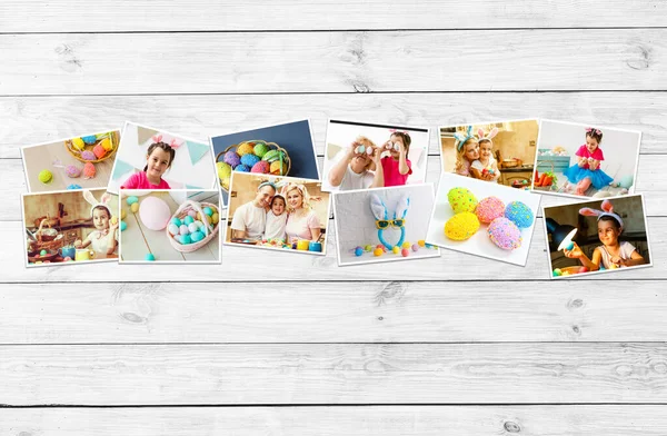 Fondo Pascua Con Marcos Fotos Blanco Huevos Azules Blancos Tulipanes — Foto de Stock