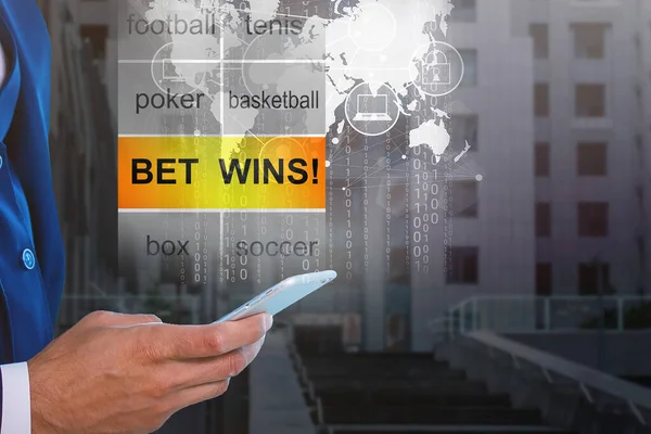 Man Makes Bets Smartphone — Stock Photo, Image