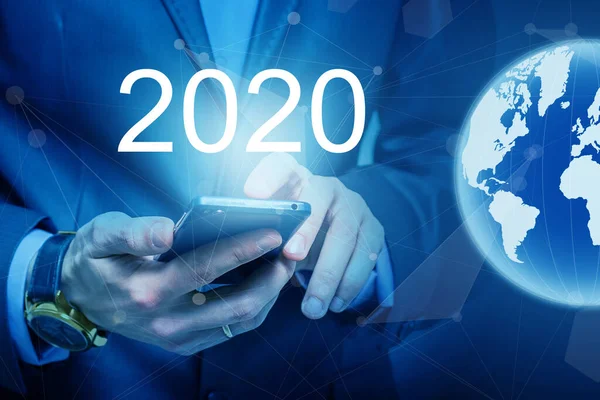 Biznesmen Mile Widziany Rok 2019 2020 Koncepcja Nowego Roku Wizytówki — Zdjęcie stockowe