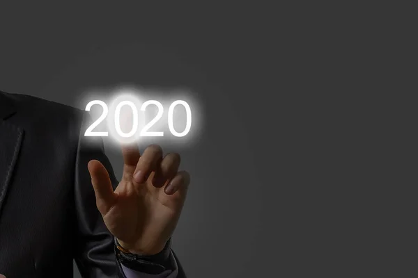 2020 숫자와 네트워크는 배경에서 인간의 2020 년새로운 — 스톡 사진