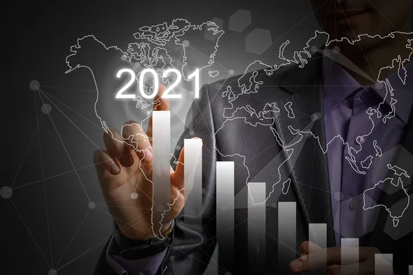 Empresario Bienvenido Año 2020 2021 Concepto Tarjeta Año Nuevo Negocios — Foto de Stock