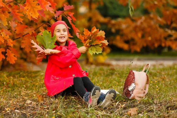 Осінній портрет милої маленької кавказької дівчинки — стокове фото