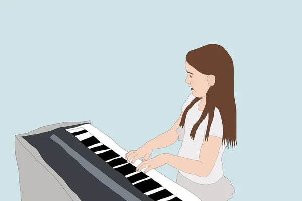 Spela piano, pianotjej, illustration. — Stockfoto