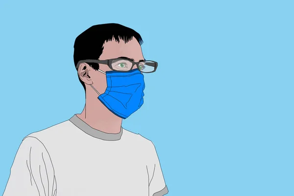 Medical Mask Healthy Man Medical Protection Mask Caring Health Flu — Stock Photo, Image