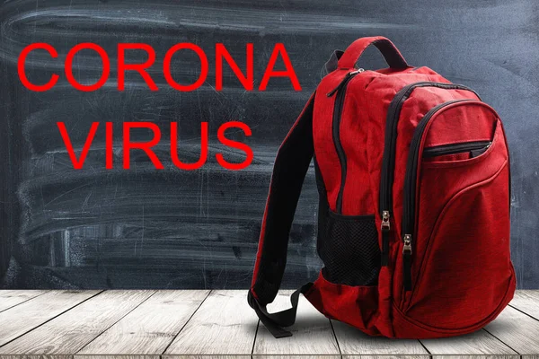 Karanténiskola koronavírus Epidemika hátizsák — Stock Fotó