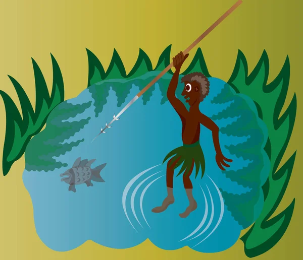 Expédition de pêche tribale — Image vectorielle