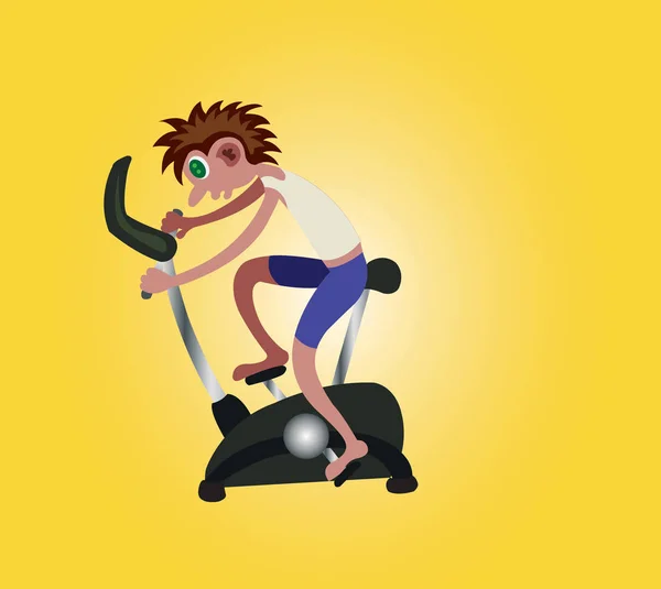 On exercise bike — Stock Vector