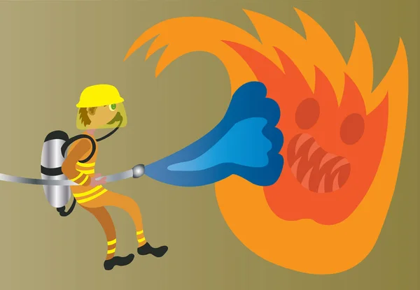 Den våldsamma brandbekämpning — Stock vektor