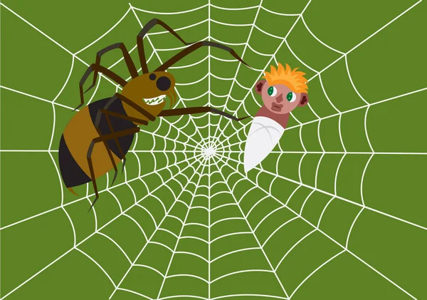 Спійманий у пастці павука — стоковий вектор