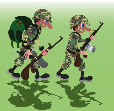 Soldiers on the March Without Tank clipart