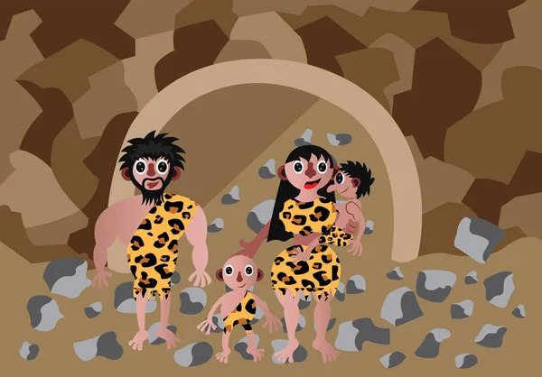 Steinzeitfamilie — Stockvektor