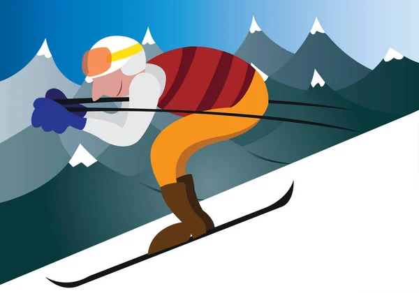 Cross Country Skiing — Stock Vector