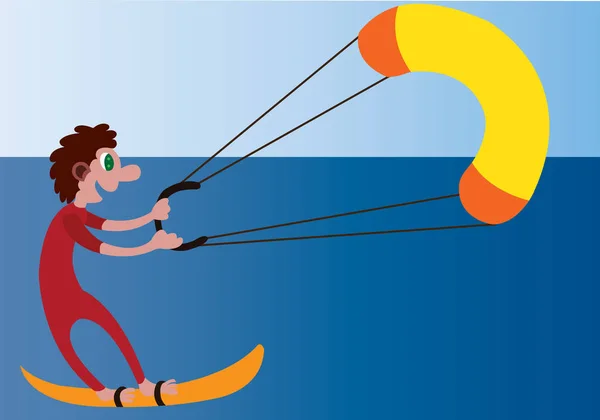 Kite Surfing sportovec — Stockový vektor