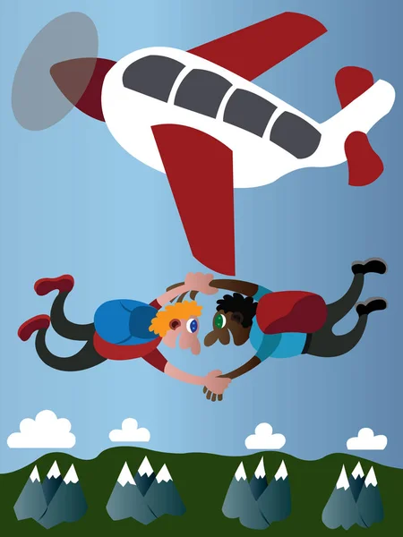 Descenso de Sky Divers — Vector de stock