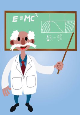 Profesör tebeşir tahtası üzerinde