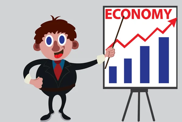 Economista mostrando gráficos —  Vetores de Stock